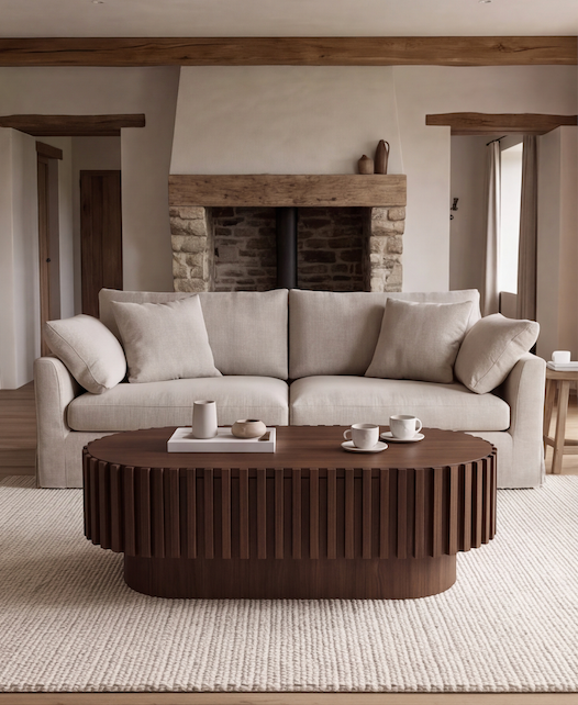 Table Basse Ovale en Bois