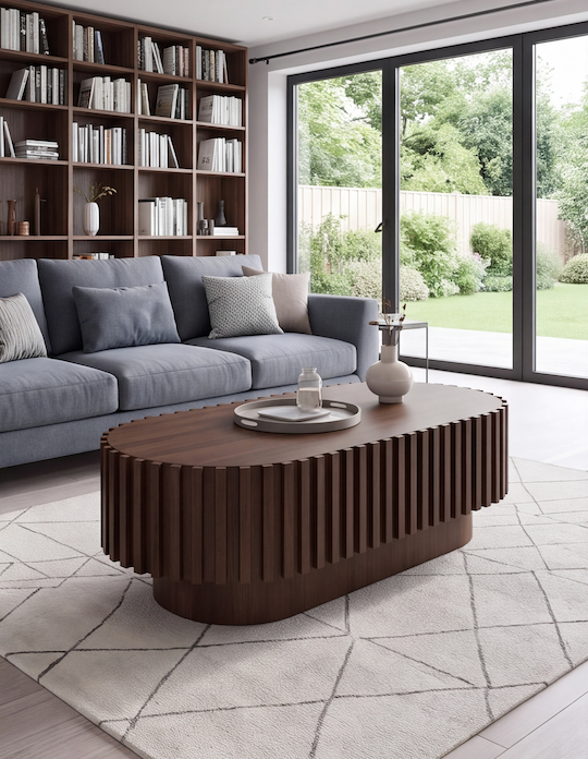 Table Basse Ovale en Bois