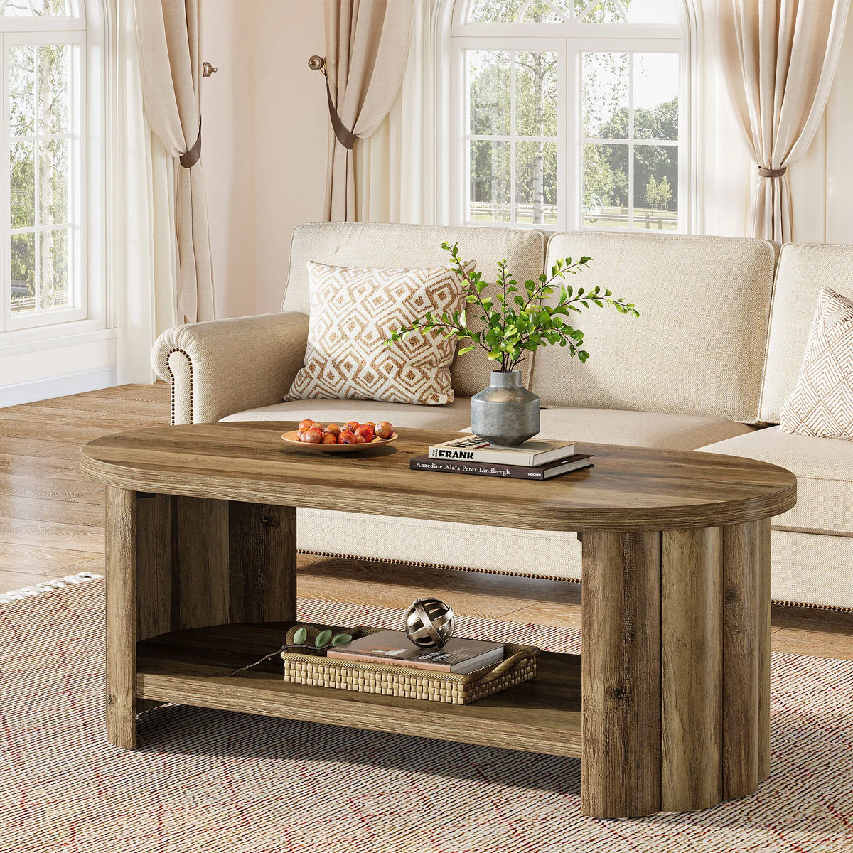 Table basse ovale cannelée