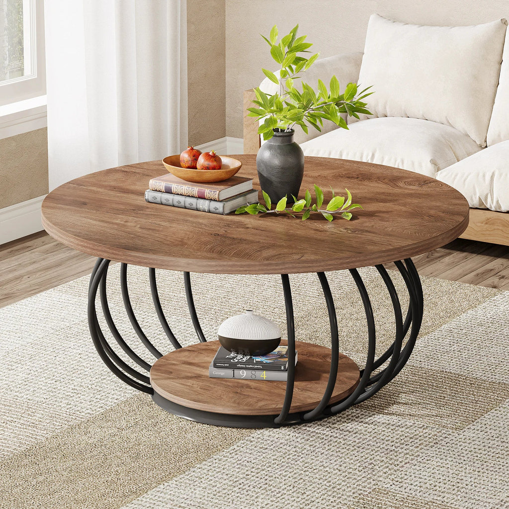 Table basse ronde rangement