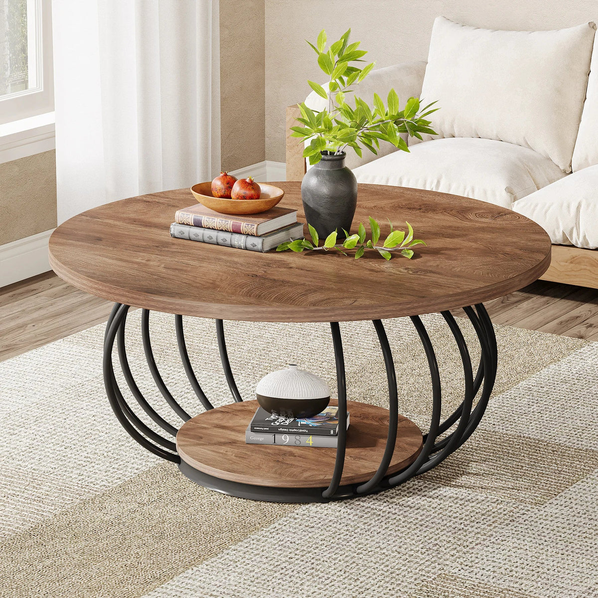 Table basse ronde rangement