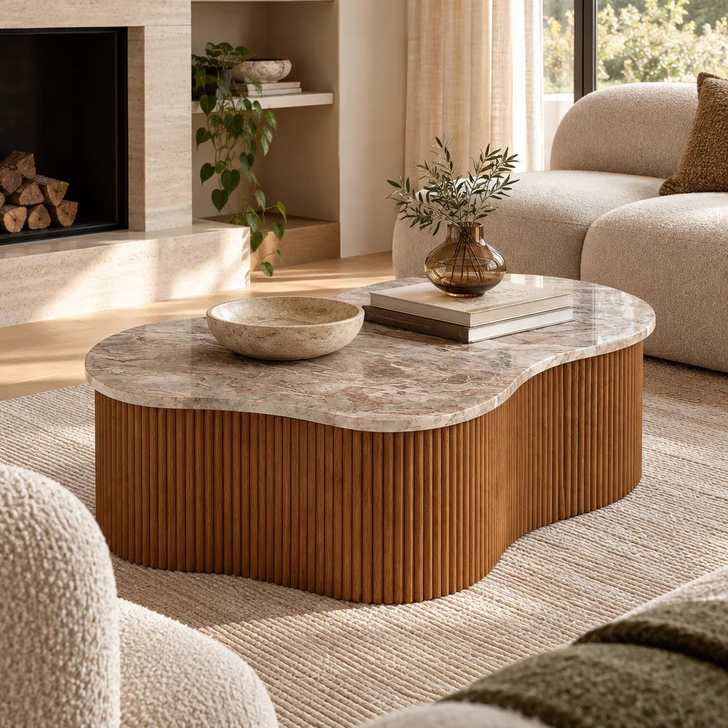 Table basse marbre rouge