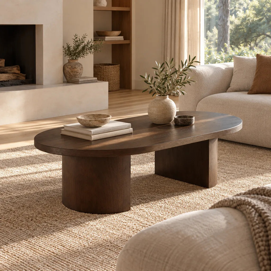 Table basse bois ovale