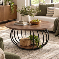 Table basse ronde rangement