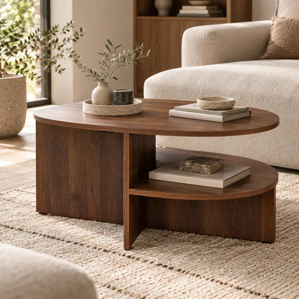 Table basse ovale noyer