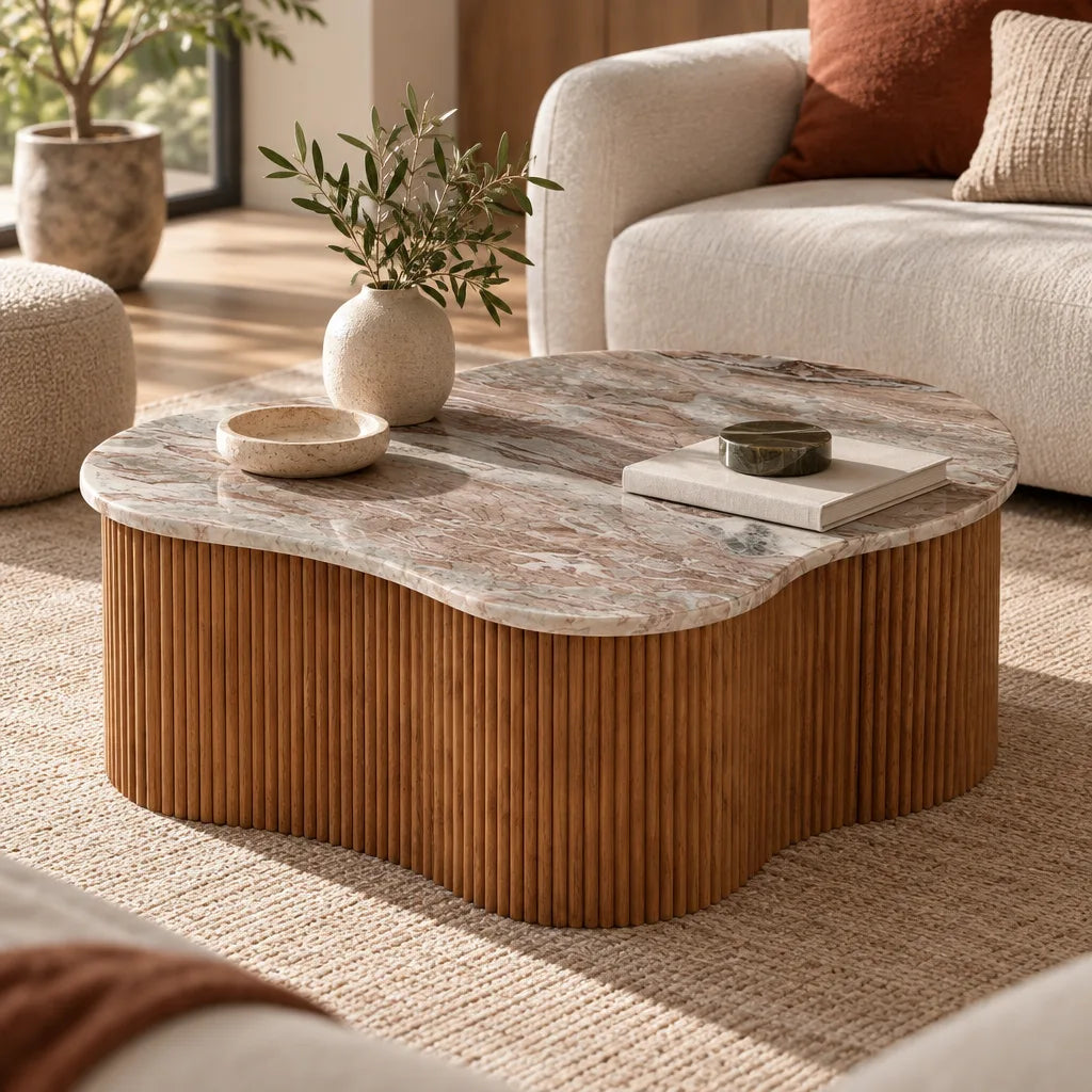 Table basse marbre rouge