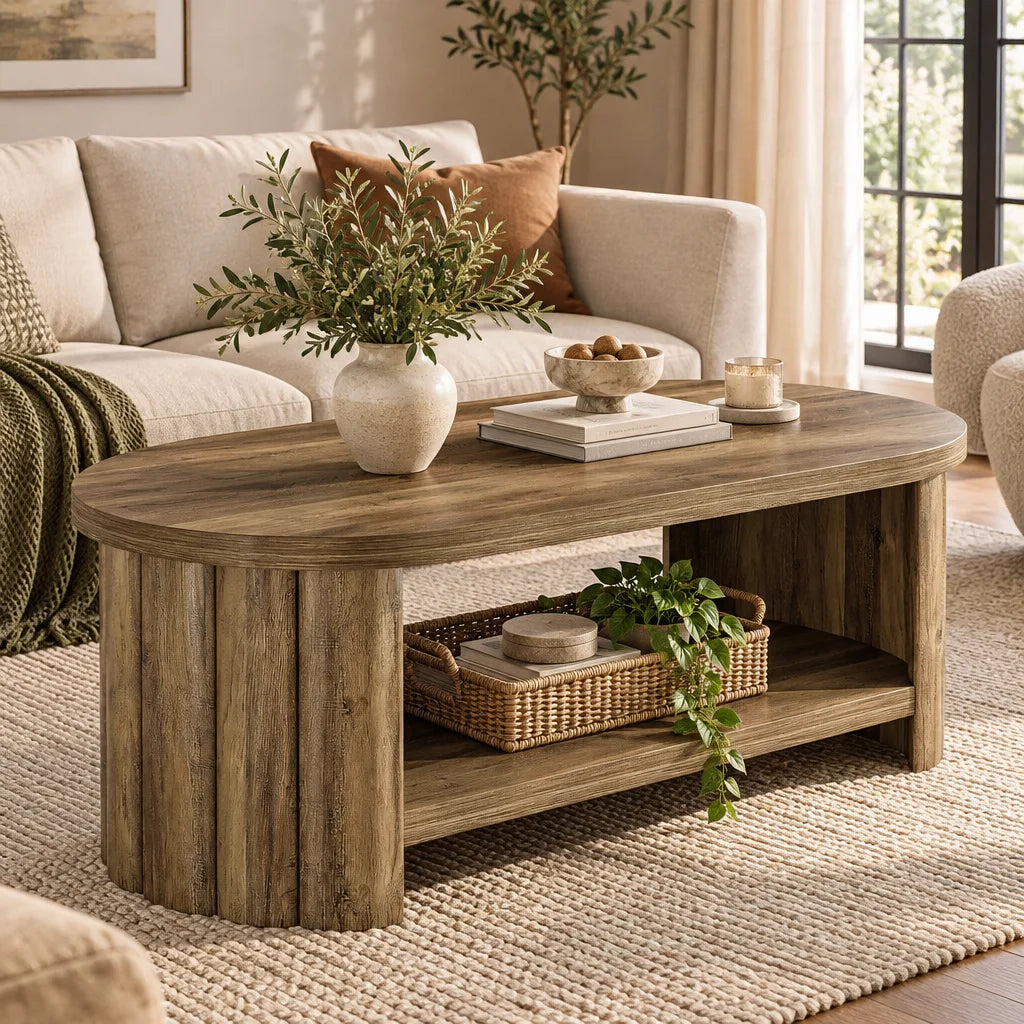 Table basse ovale cannelée