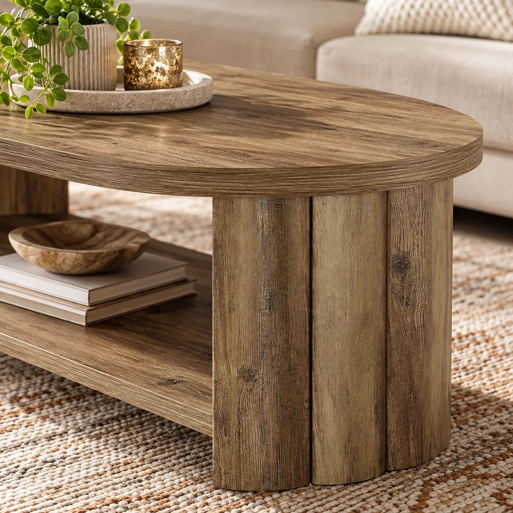 Table basse ovale cannelée